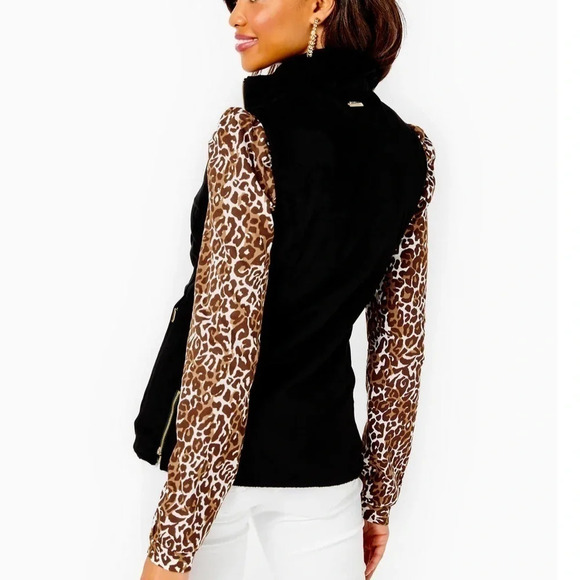 Lilly Pulitzer Vest Womens XXS Black Skyden Reversible Golf Suede Sherpa Sporty - Picture 3 of 15